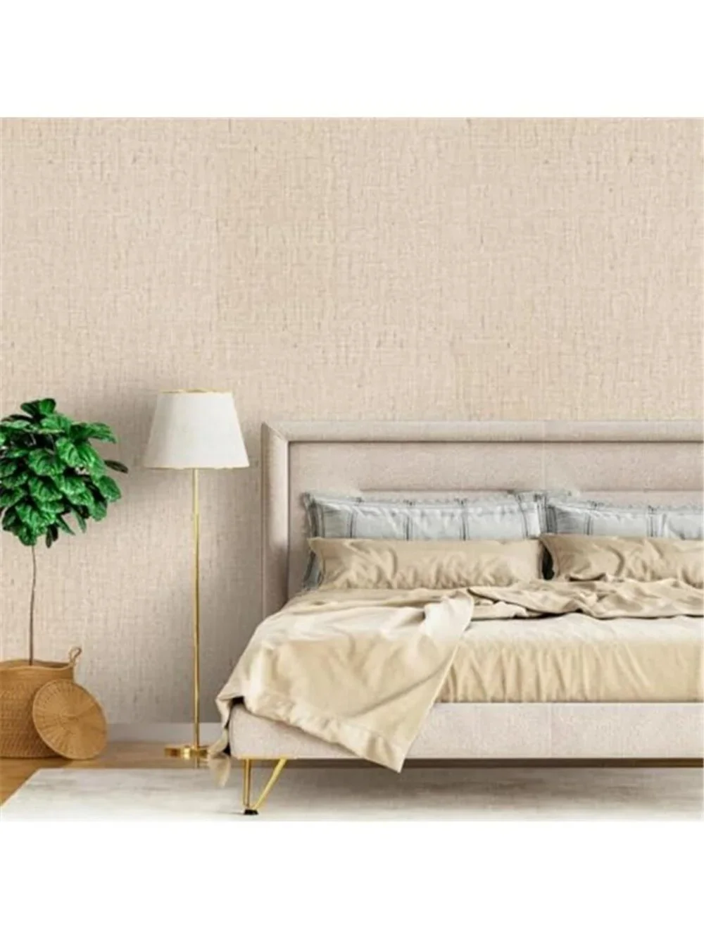 Beige Grasscloth Peel and Stick Wallpaper Textured Contact Paper 15.7